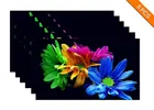 Grover Table Placemats for Kitchen/Dining Table Pack of 6 Black Multicolor Floral