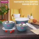 Stainless Steel Serving & Mixing Microwave Safe Bowls Set 