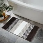 Enyra Ronaldo Anti Slip Tufted Mat 38x58 Coffee & White Stripe 