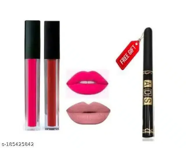 Waterproof Liquid Matte Lipsticks (Multicolor, Pack of 3)