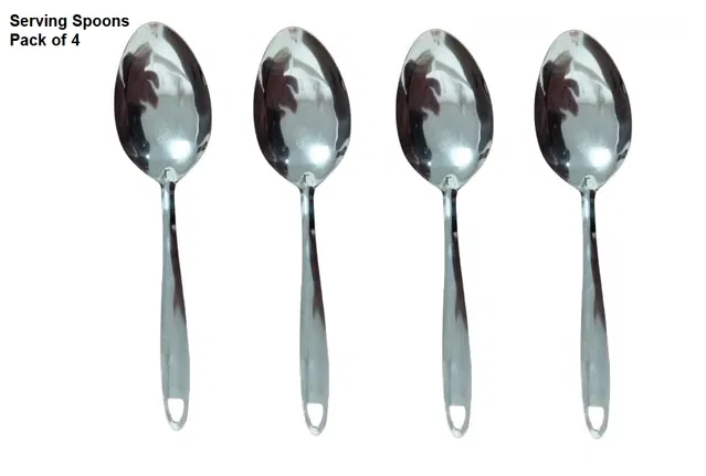 JENSONS Stainless Steel Serving Spoons (18 cm each, Set of 4)