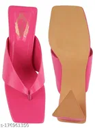 Shoetopia Pink Synthetic Block Heel Square Toe Mid-Top Sandals 