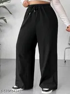 Cotton Blend Solid Trousers for Men, Black 