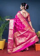 Silk Woven Design Saree for Women, Pink 