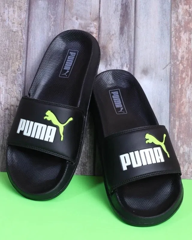 Printed Sliders for Men (Black, 6)