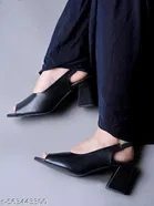 Solid Peep Toe Heel Sandals for Women 