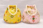 Handcrafted Embroidered Silk Potli Bag, Multicolour, Pack of 2