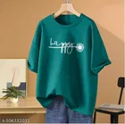 Cotton Blend Printed T-shirt for Women, Green 