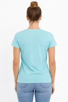 Cotton Blend Printed T-shirt for Men, Aqua Blue 