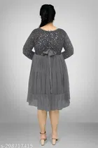 Net Solid Dress for Women 