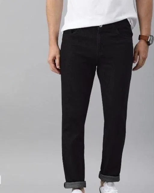 Denim Slim Fit Jeans for Men (Black, 28)