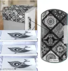 Knit Printed Fridge 3 Pcs Mat with Top & Handle Cover 