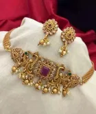 Copper Choker Necklace with Earrings for Women 