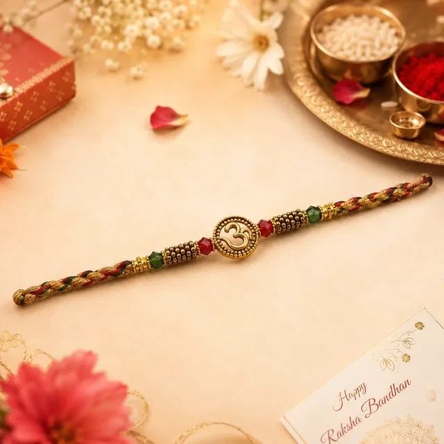 Golden Om Rakhi for Brother