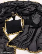 Chinnon Applique Saree for Women, Black 