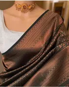 Litchi Silk Zari Woven Saree for Women, Black 