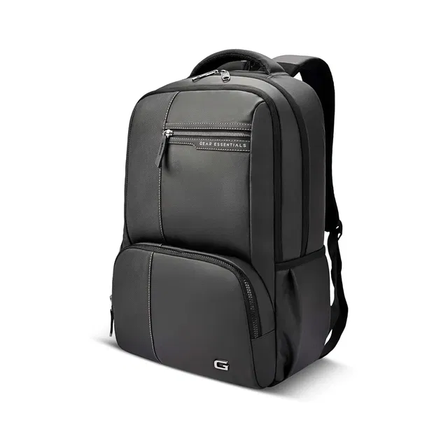 Gear Vintage 4, 29L Water Resistant Anti Theft Faux Leather Laptop Backpack for Men & Women, Black