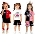 Graphic Print Cotton Blend Clothing Set for Girls 