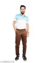 Cotton Slim Fit Trouser for Men (Brown, 28)