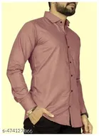 Cotton Blend Solid Shirt for Men, Coral 