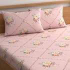 CG Homes Cotton Bedsheet 90x100 Inch with 2 Pillow Cover 