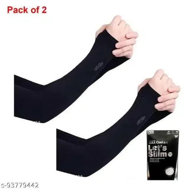 Arm Sleeves for Men & Women (Black, Set of 2)