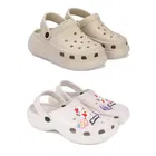 Combo of Clogs for Women (Beige & Off White, 6) (Pack of 2)