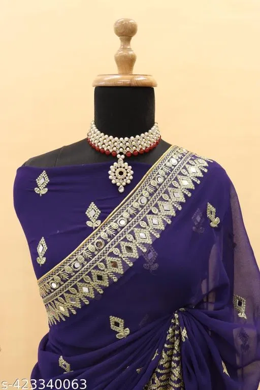 Designer Saree for Women (Purple)