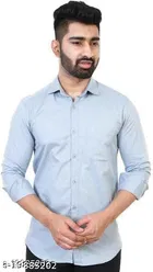 Cotton Blend Solid Shirts for Men, Grey 