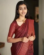 Litchi Silk Zari Woven Saree for Women, Maroon 