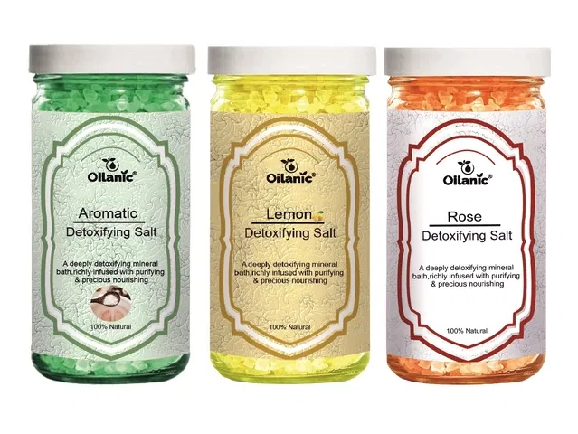 Oilanic Aromatic, Lemon & Rose Detoxifying Bath Salt Crystal (200 g, Set of 3)