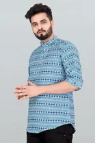 Cotton Blend Printed Kurta for Men 