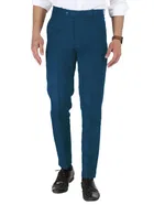 Slim Fit Solid Formal Trouser for Men (Blue, 28)