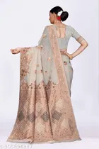 Linen Zari Woven Saree for Women 