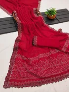 Georgette Dyed/ Washed Saree for Women, Red 