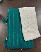 Georgette Solid Saree for Women, Teal 