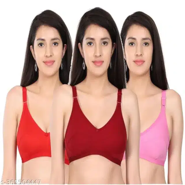 Polycotton Non-Padded Bra for Women (Multicolor, 36B) (Pack of 2)