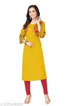 Rayon Slub Embroidered Kurti for Women 
