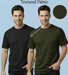 Polyester Round Neck T-shirt for Men, Multicolour, Pack of 2 