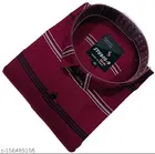 Cotton Blend Striped Shirt for Men, Maroon 