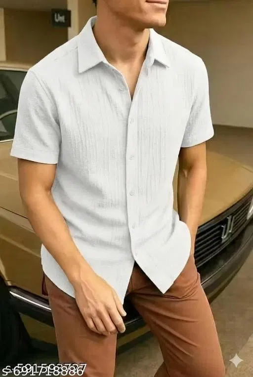 Casual Shirt for Men (White, XXL)