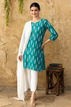 Rayon Block Print Kurti for Women 