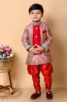 Cotton Blend Sherwani for Boys (Red, 6-9 Months)