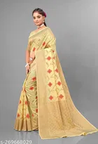 Cotton Linen Zari Woven Saree for Women 