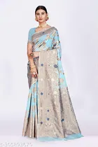 Linen Zari Woven Saree for Women 
