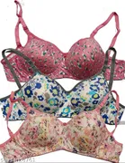 Cotton Blend Printed Padded Bra for Women 