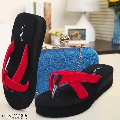 Twosoft EVA Flip-flops for Women (Red, 3)