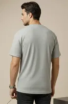 Polyester Round Neck T-shirt for Men, Grey 