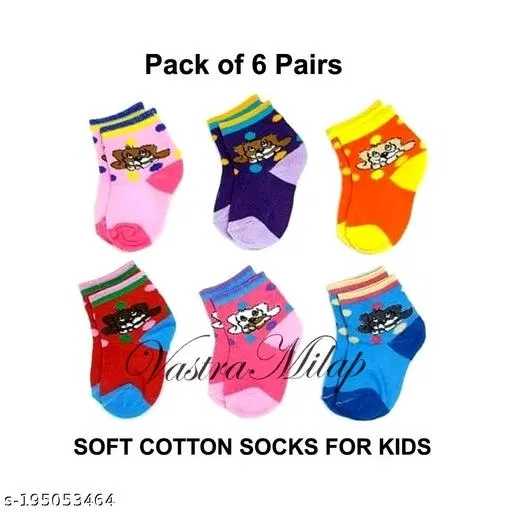 Cotton Socks for Kids (Multicolor, 18-24 Months) (Set of 6)