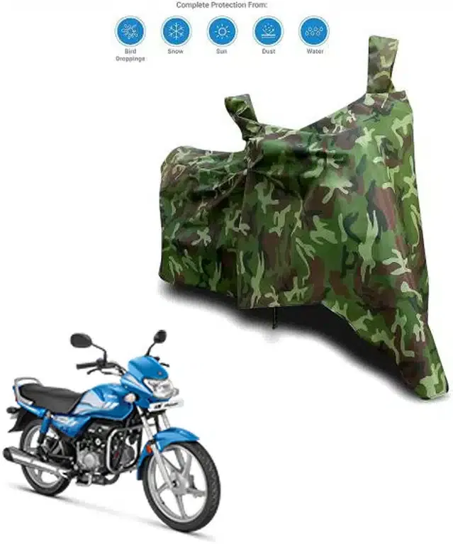 Waterproof & UV Protection Polyester Full Body Cover for HF Deluxe BS6 Bike (Green)